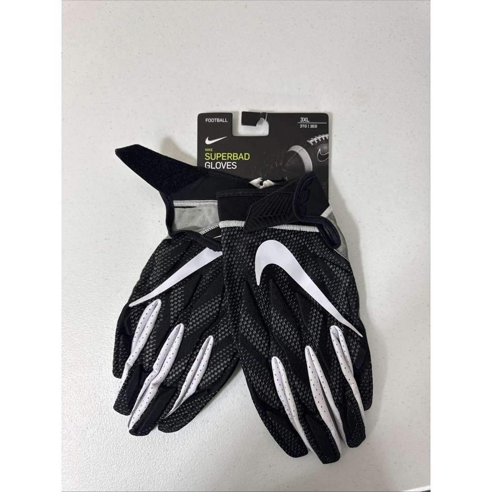 Nike Superbad 6.0 Men's Size 3XL Padded Football Gloves Black New NFL PGF943